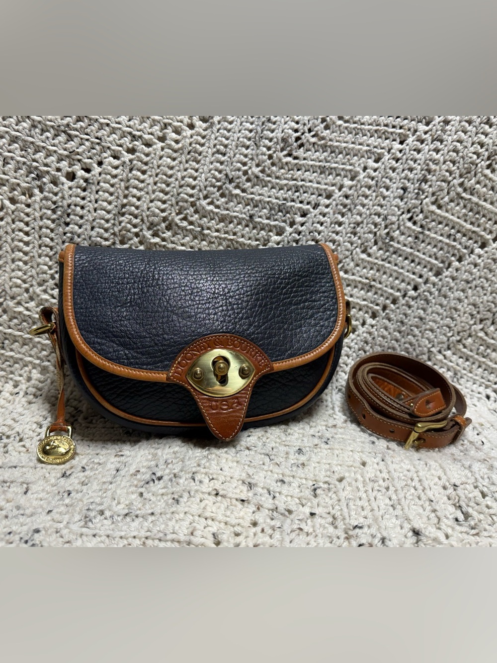 Vintage Dooney & Bourke Navy Cavalry Trooper Crossbody